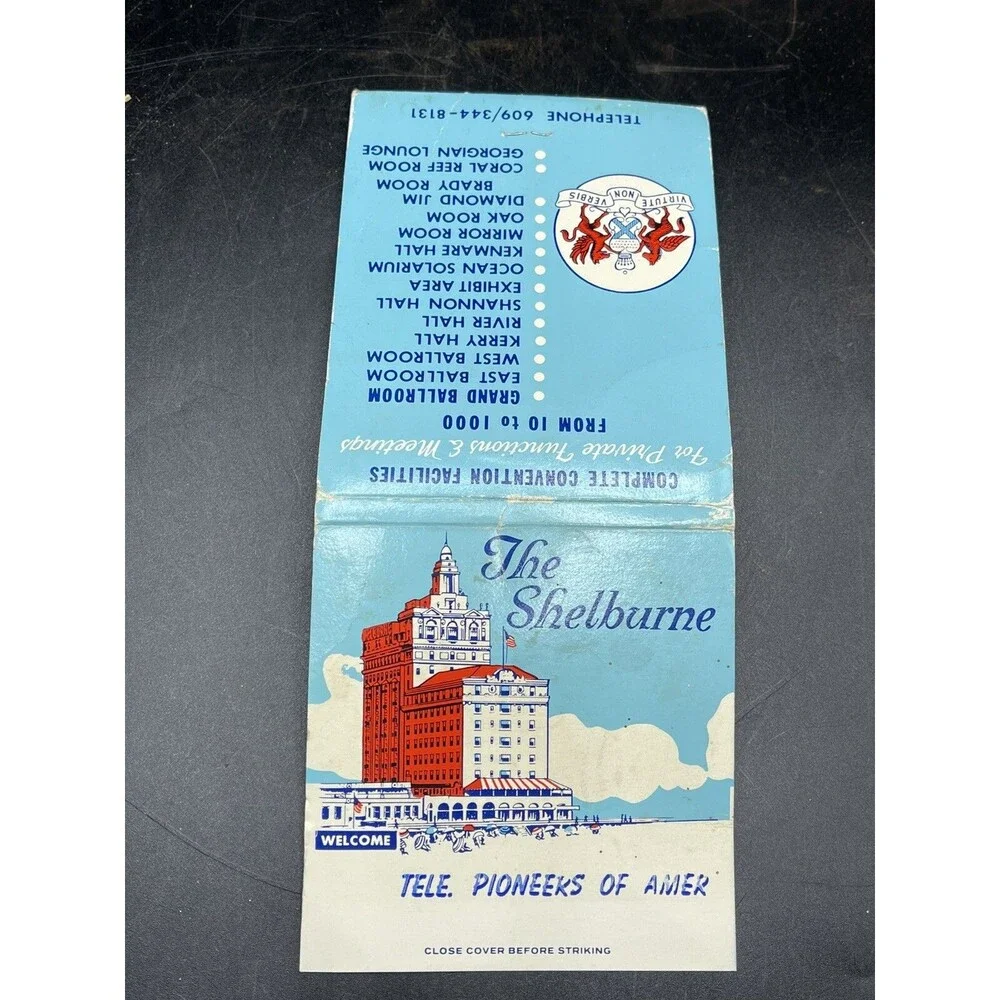 Vintage The Shelburne Hotel Atlantic City NJ Large Matchbook Matches : Telephone